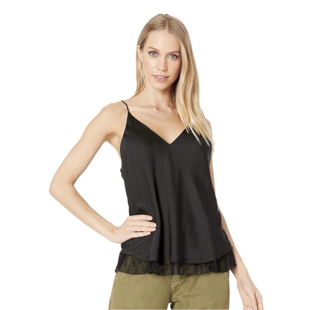 Free People Black Lace-Trim V-Neck Camisole